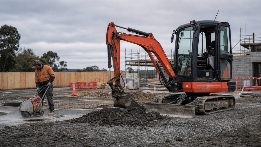 Excavator on a construction site