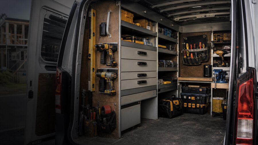 Van fit-out with tools and drawers